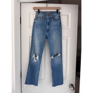 MOTHER High Waisted Rider‎ Ankle Fray Jeans
